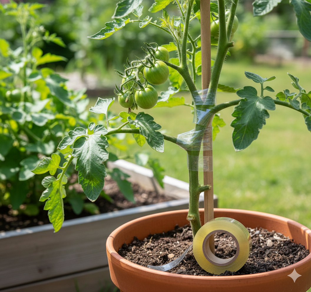 Tomato plant supported with Banana Tape, image 5 of 6